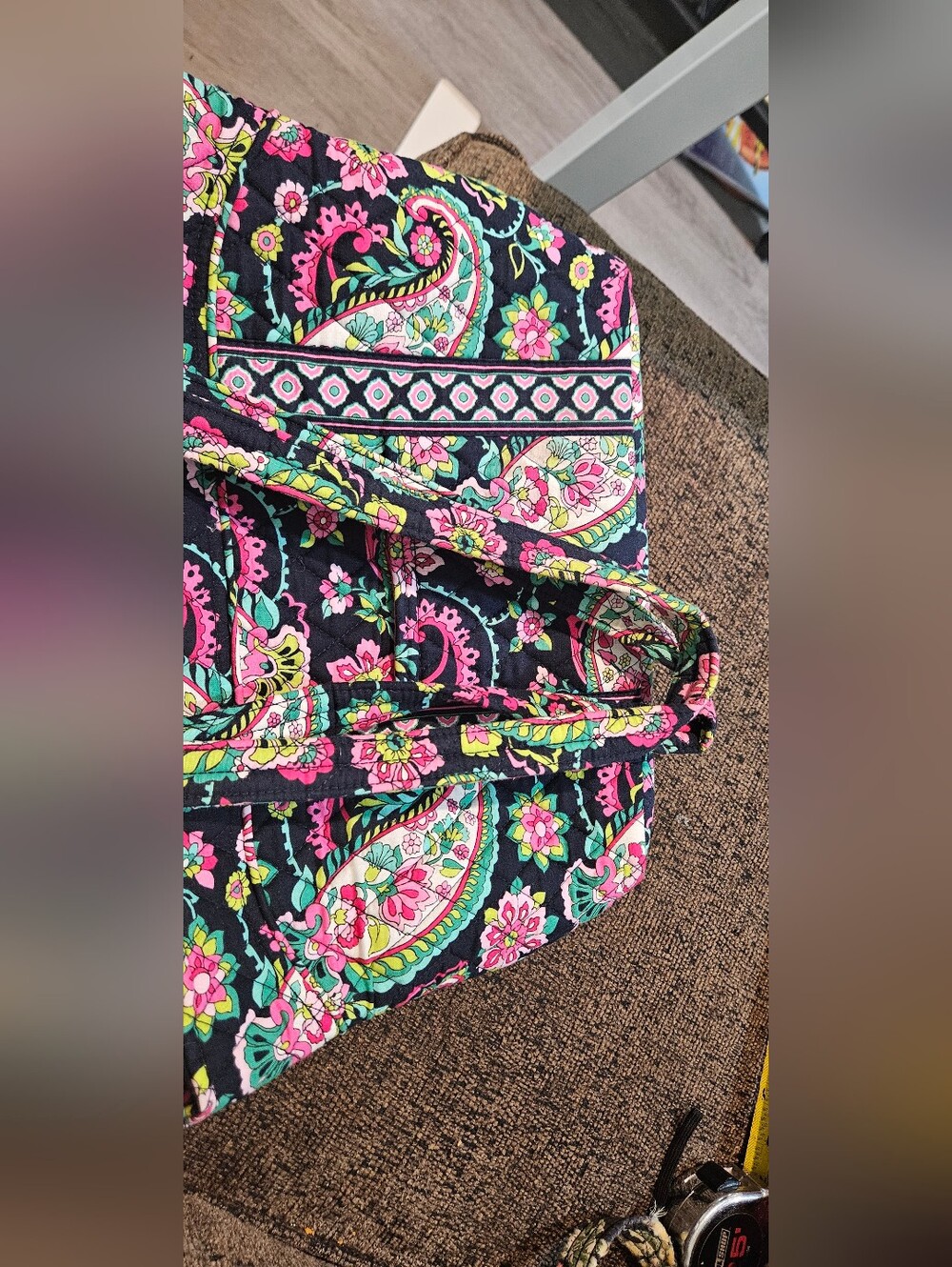 Vera Bradley Quilted Floral Paisley Tote Bag in Black and Pink - Picture 4 of 5